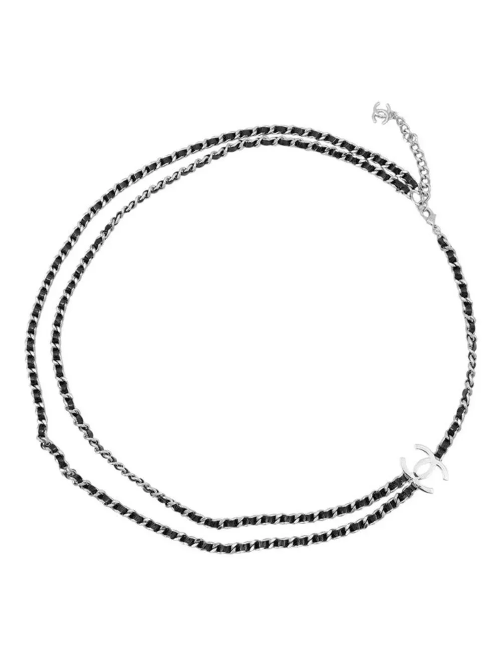 Chanel Necklace CC Logo Chain Long B 25 P Black